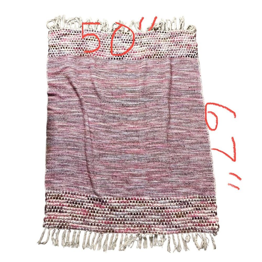 Storehouse Woven Fringe Throw Blanket BOHO Chic Rainbow‎ Pastel Cotton Acrylic